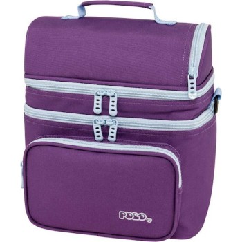 Polo Double Cooler Σχολικό Ισοθερμικό Τσαντάκι Φαγητού Πλάτης 9lt Μωβ 25x19x29εκ.