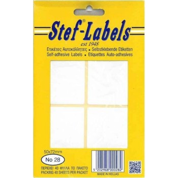 Stef Labels Ετικέτες Αυτοκόλλητες  Νο28 50x72mm 40 φύλλα