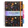 Σημειωματάριο Σπιράλ 18x25 Ριγέ Bloom με λάστιχο Black Floral