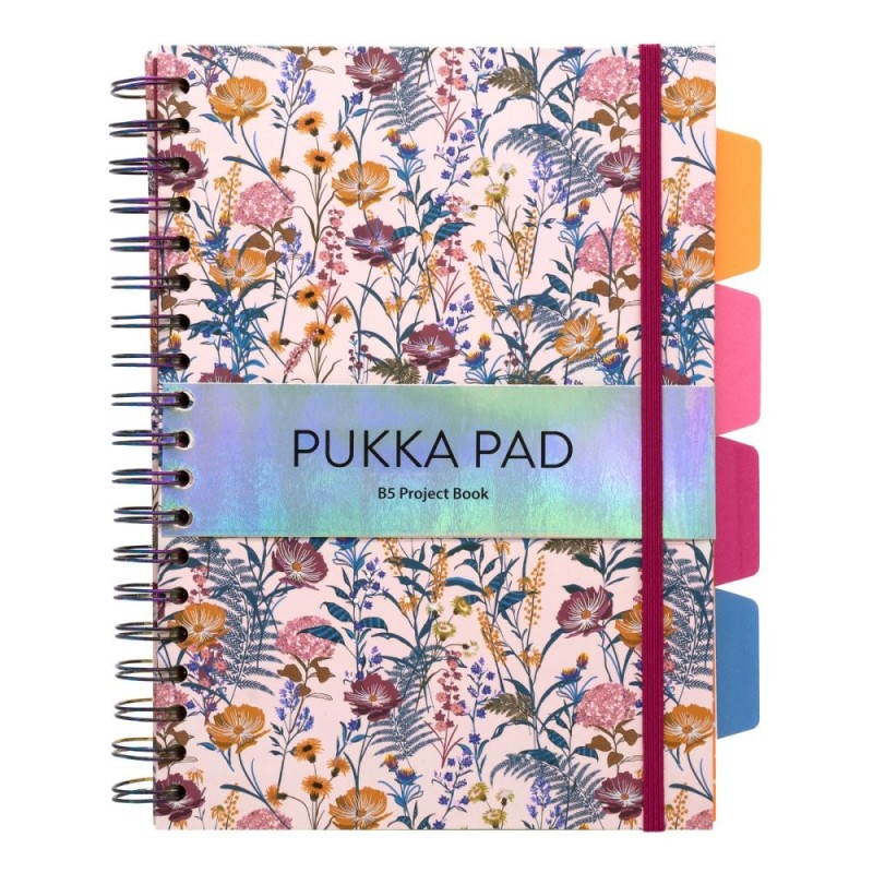 Σημειωματάριο Σπιράλ 18x25 Ριγέ Bloom με λάστιχο Cream Floral