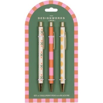 Designworks Στυλό Ballpoint Πολύχρωμο με Μπλε Μελάνι 3τμχ