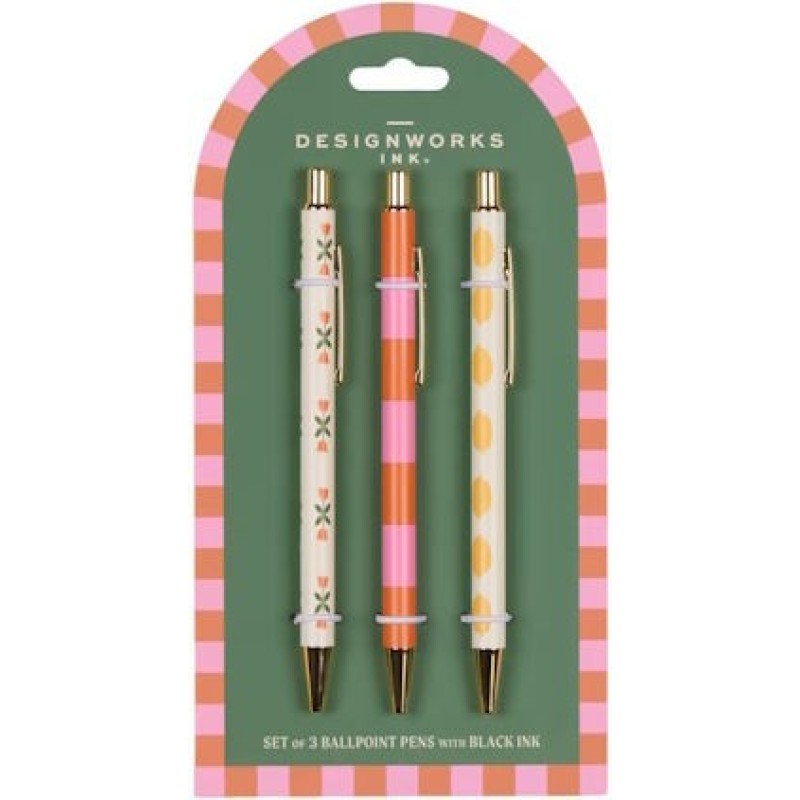 Designworks Στυλό Ballpoint Πολύχρωμο με Μπλε Μελάνι 3τμχ