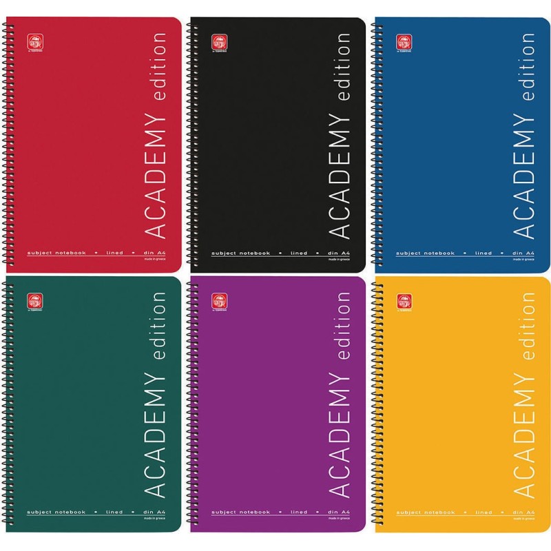 Typotrust Σπιράλ Τετράδιο Ριγέ Α4 120 Φύλλων 4 Θεμάτων Academy (Διάφορα Χρώματα)