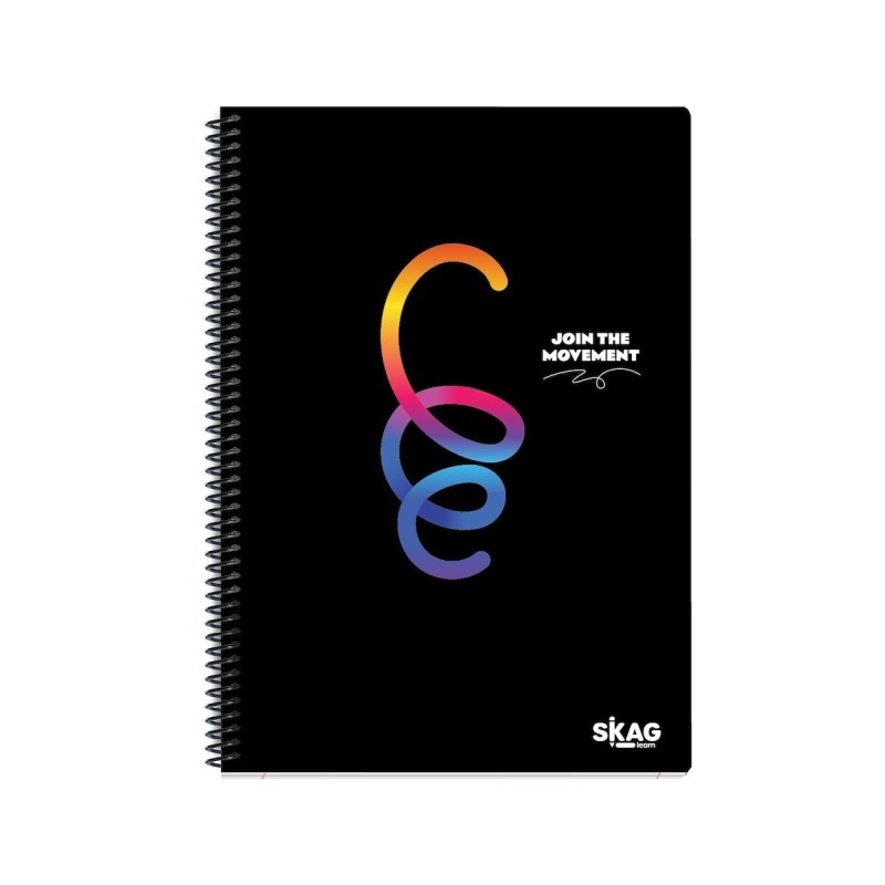 Skag Σπιράλ Τετράδιο Ριγέ Α4 3 Θεμάτων Color Μαύρο