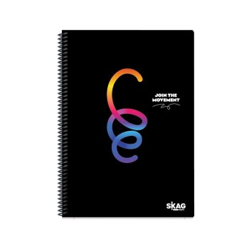 Skag Σπιράλ Τετράδιο Ριγέ Α4 2 Θεμάτων Color Μαύρο
