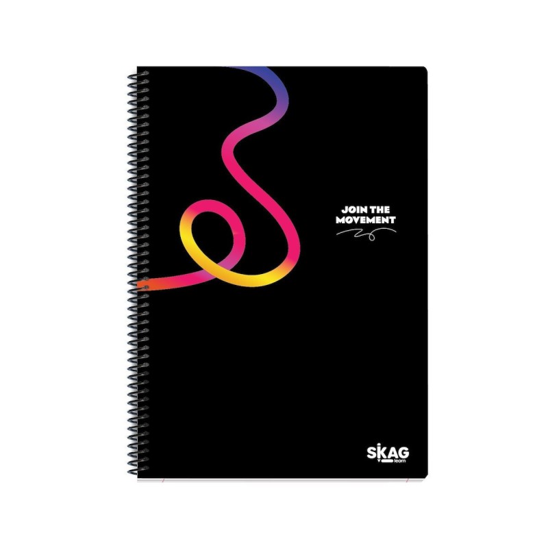 Skag Σπιράλ Τετράδιο Ριγέ Α4 2 Θεμάτων Color Μαύρο