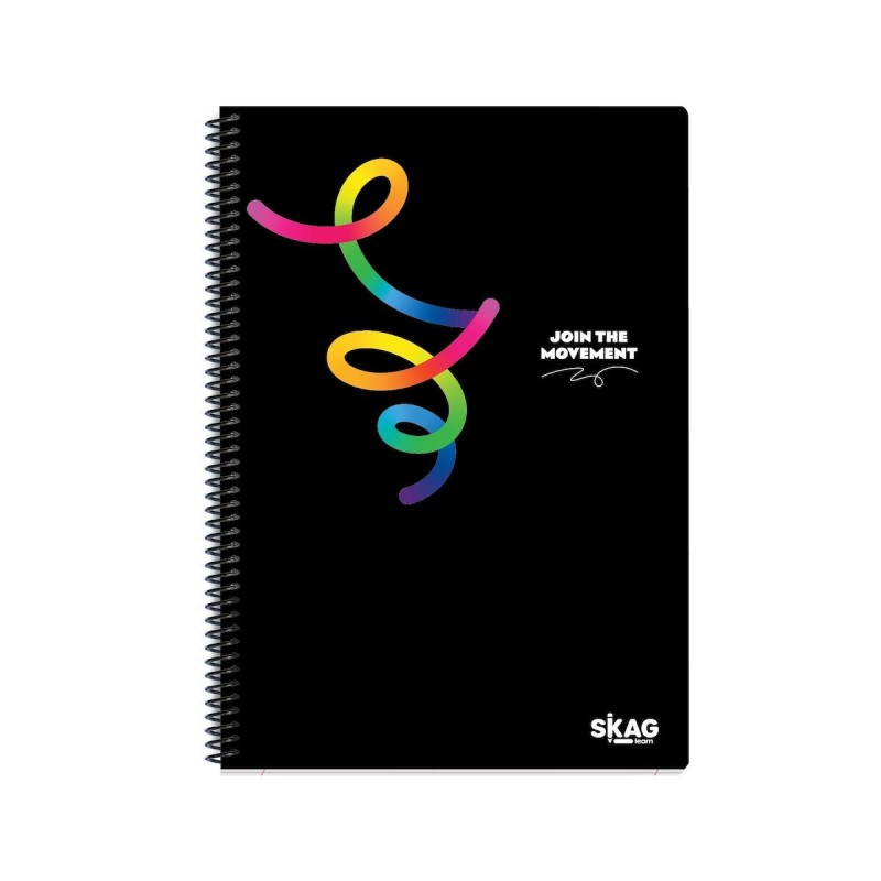 Skag Σπιράλ Τετράδιο Ριγέ Α4 2 Θεμάτων Color Μαύρο