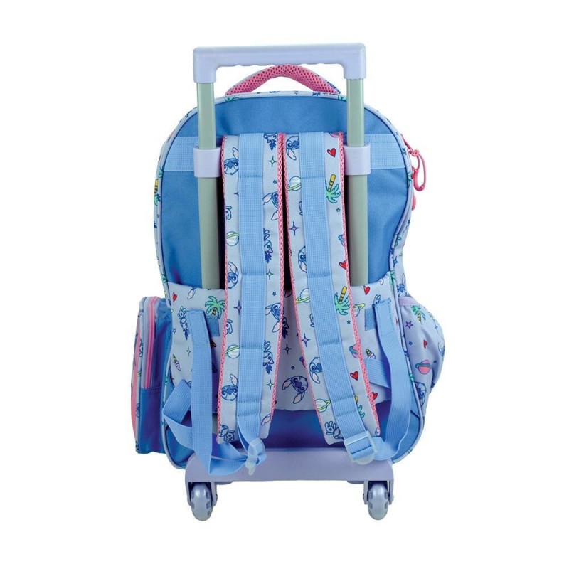Gim Stitch Σχολική Τσάντα Τρόλεϊ Δημοτικού Scrapbook με Θήκη για Παγούρι