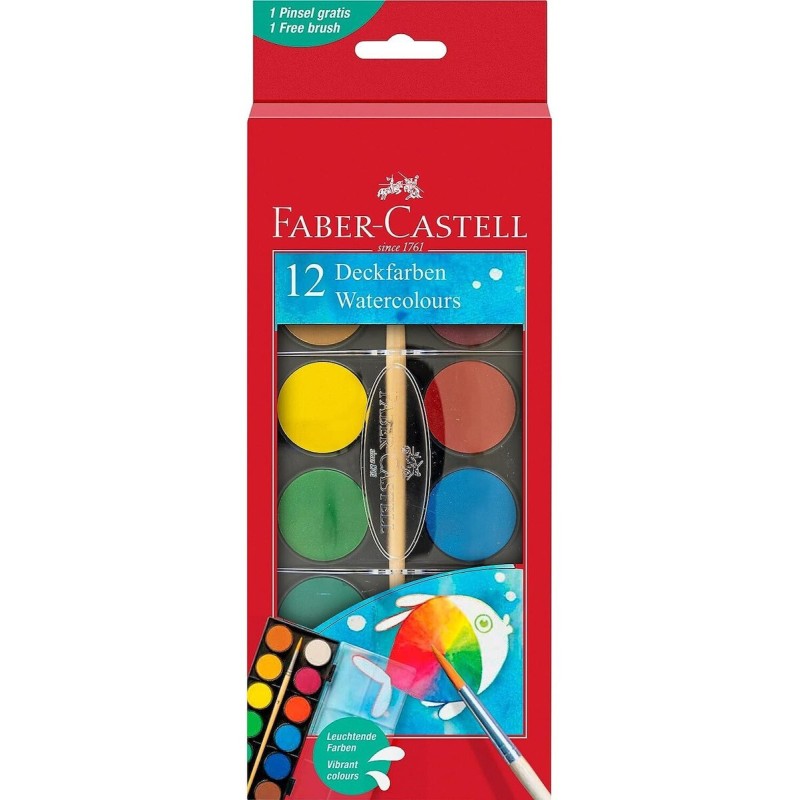 Faber-Castell Σετ Νερομπογιές Πολύχρωμες με Πινέλο 12τμχ