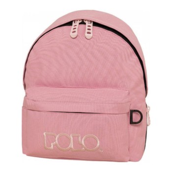 Polo Mini Σχολική Τσάντα Πλάτης Νηπιαγωγείου Ροζ με Θήκη για Παγούρι 7.5lt