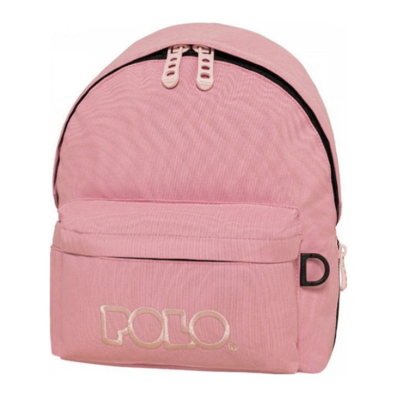 Polo Mini Σχολική Τσάντα Πλάτης Νηπιαγωγείου Ροζ με Θήκη για Παγούρι 7.5lt