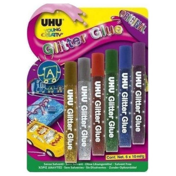 UHU Κόλλα Glitter 6Χ10ml Διάφορα Χρώματα UHU Κόλλα Glitter 6Χ10ml Διάφορα Χρώματα