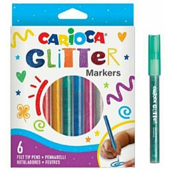 Carioca Glitter Μαρκαδόροι Ζωγραφικής 1mm με Glitter Σετ 6 χρώματα