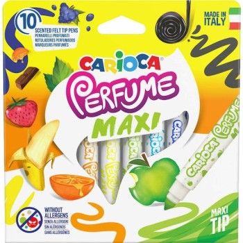 Carioca Perfume Maxi Μαρκαδόροι Ζωγραφικής 1mm Χονδροί, Πλενόμενοι, Αρωματικοί Σετ 10 χρώματα