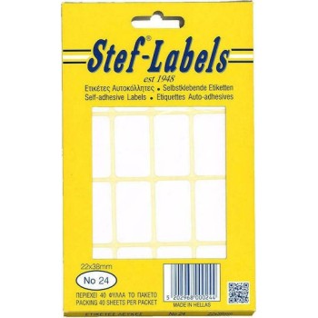 Stef Labels Ετικέτες Αυτοκόλλητες Νο24 22x38 40 φύλλων 16 τεμ/Φύλλο