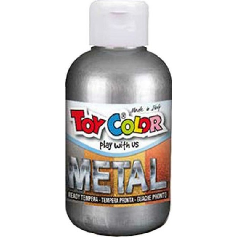 Toy Color Metal Τέμπερα Ζωγραφικής Ασημί σε Μπουκάλι 250ml