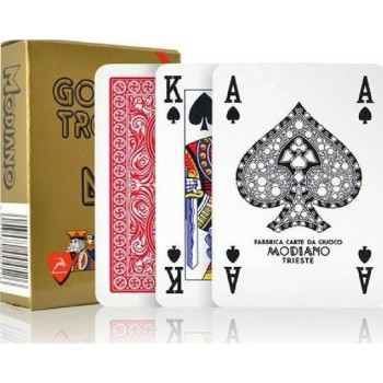 Modiano Poker Golden Trophy Τράπουλα Πλαστική για Poker Κόκκινη
