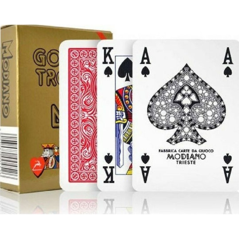 Modiano Poker Golden Trophy Τράπουλα Πλαστική για Poker Κόκκινη