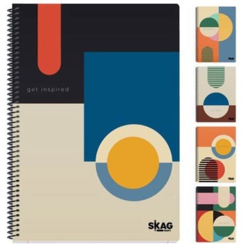 Skag Σπιράλ Τετράδιο Ριγέ Α4 2 Θεμάτων Bauhaus (Διάφορα Σχέδια)