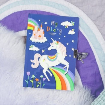 Unicorn Παιδικό Σημειωματάριο A5 Ριγέ με Λουκέτο