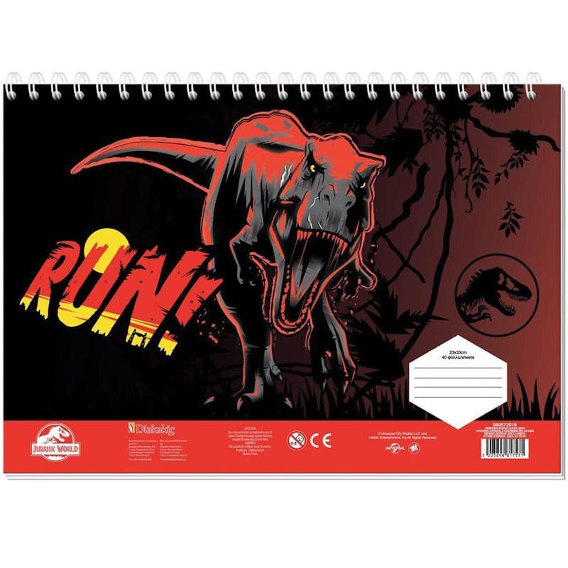 Μπλοκ Ζωγραφικής Diakakis 40φ Jurassic 23x33cm Αυτοκόλλητα Στενσιλ 000572018 Δύο Σχέδια