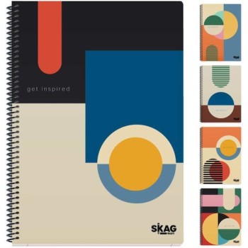 Skag Σπιράλ Τετράδιο Ριγέ Α4 3 Θεμάτων Bauhaus (Διάφορα Σχέδια/Χρώματα)