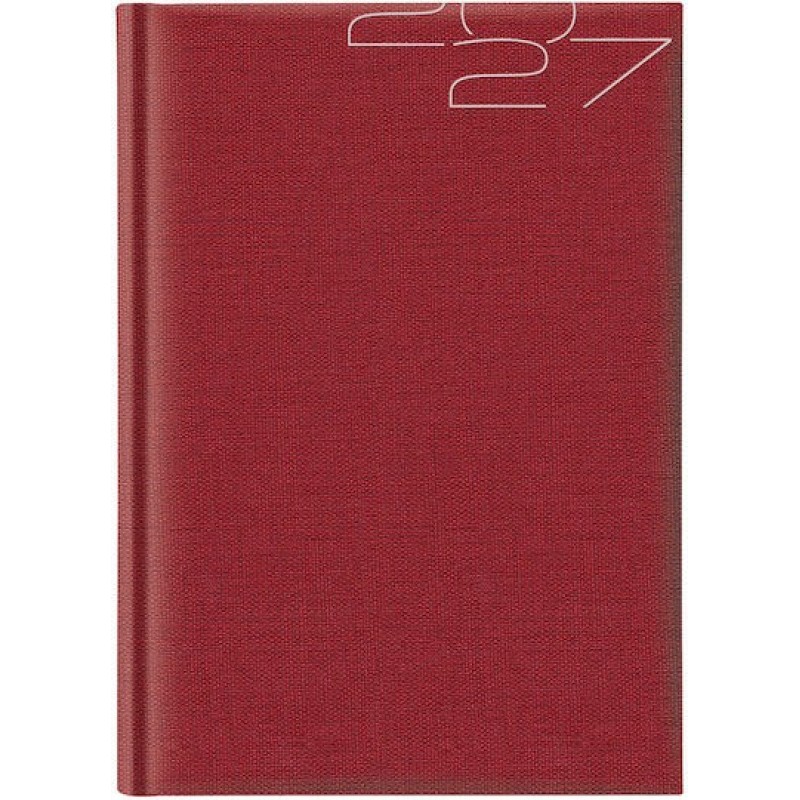 Θεοφύλακτος Cotton Classic Ημερήσιο Ημερολόγιο 2027 Κόκκινο 14.5x20.5εκ.