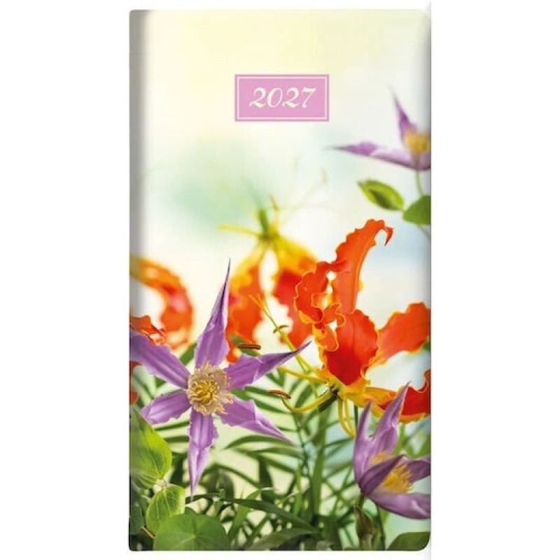 Θεοφύλακτος Orange Violet Flowers Εβδομαδιαία Ατζέντα 2027 Πορτοκαλί 8x15εκ.