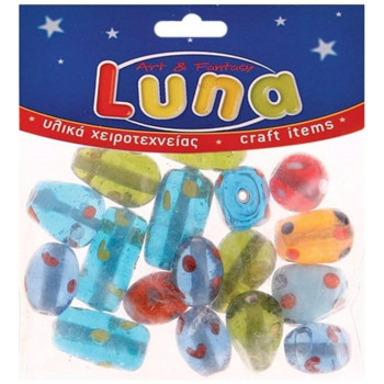 Luna Χάντρες Γιάλινες Κυλινδρικές Πουά 50gr Luna Χάντρες Γιάλινες Κυλινδρικές Πουά 50gr