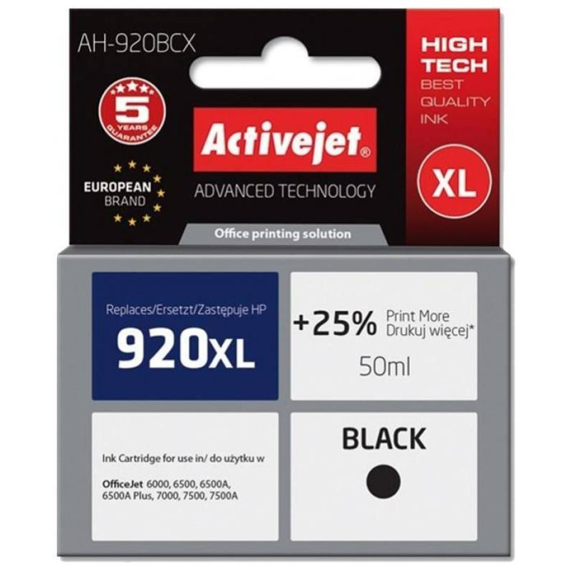 Active Jet Ink Συμβατό Με HP AH-920Bcx 920Xl Black 50ml Active Jet Ink Συμβατό Με HP AH-920Bcx 920Xl Black 50ml