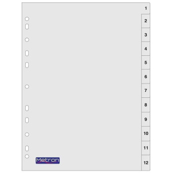 Metron Διαχωριστικά Αριθμοι 1-12 Πλαστ. Α4 04686