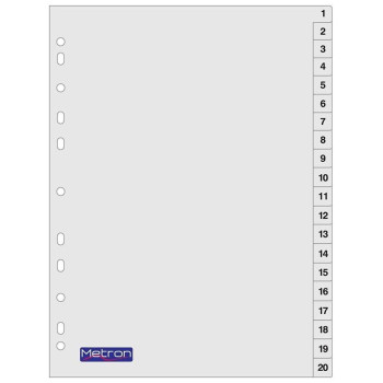 Metron Διαχωριστικά Αριθμοι 1-20 Πλαστ. Α4 04687