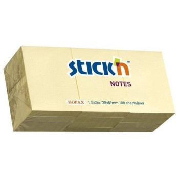Stickn Χαρτιά Αυτοκ.38x50χιλ. 100φ. Κίτρινο 550.21003 Stickn Χαρτιά Αυτοκ.38x50χιλ. 100φ. Κίτρινο 550.21003