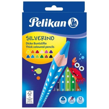 Pelikan Ξυλομπογιές 12 τεμαχίων Silverino Τριγ.Χοντρές 700627 Pelikan Ξυλομπογιές 12 τεμαχίων Silverino Τριγ.Χοντρές 700627
