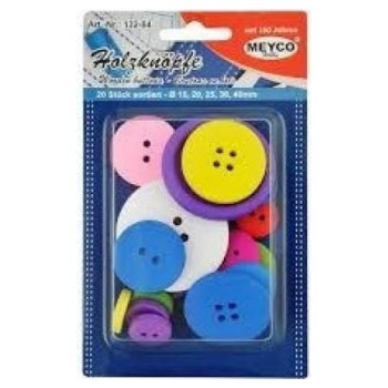 Meyco Ξύλινα Κουμπιά 20 τεμ-5 Διαφορετικά Μεγέθη M13284 Meyco Ξύλινα Κουμπιά 20 τεμ-5 Διαφορετικά Μεγέθη M13284