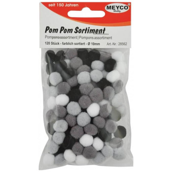 Meyco Pom-Pom Μαύρο / Άσπρο / Γκρι 10 mm, 120 τεμαχίων M28562 Meyco Pom-Pom Μαύρο / Άσπρο / Γκρι 10 mm, 120 τεμαχίων M28562