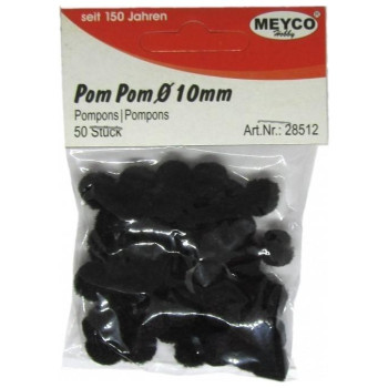 Meyco Pom-Pom 10 mm 50 τεμαχίων Μαύρα M28512 Meyco Pom-Pom 10 mm 50 τεμαχίων Μαύρα M28512