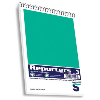 Skag Μπλοκ Reporter /Σπιράλ 105χ178mm Λευκό Ν.3 50φ 243728