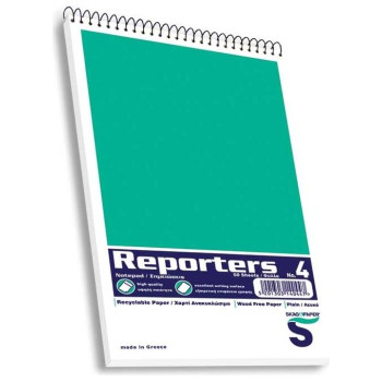 Skag Μπλοκ Reporter /Σπιράλ 113χ194mm Λευκό Ν.4 50φ 243735 Skag Μπλοκ Reporter /Σπιράλ 113χ194mm Λευκό Ν.4 50φ 243735