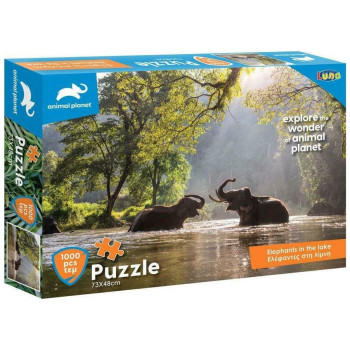 Animal Planet Puzzle 1000τεμ 73χ48εκ  Ελέφαντες Στη Λίμνη 570695