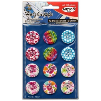 Meyco Ξύλινα Κουμπιά Χρωματιστά Σετ 12τεμ 405-31 Meyco Ξύλινα Κουμπιά Χρωματιστά Σετ 12τεμ 405-31
