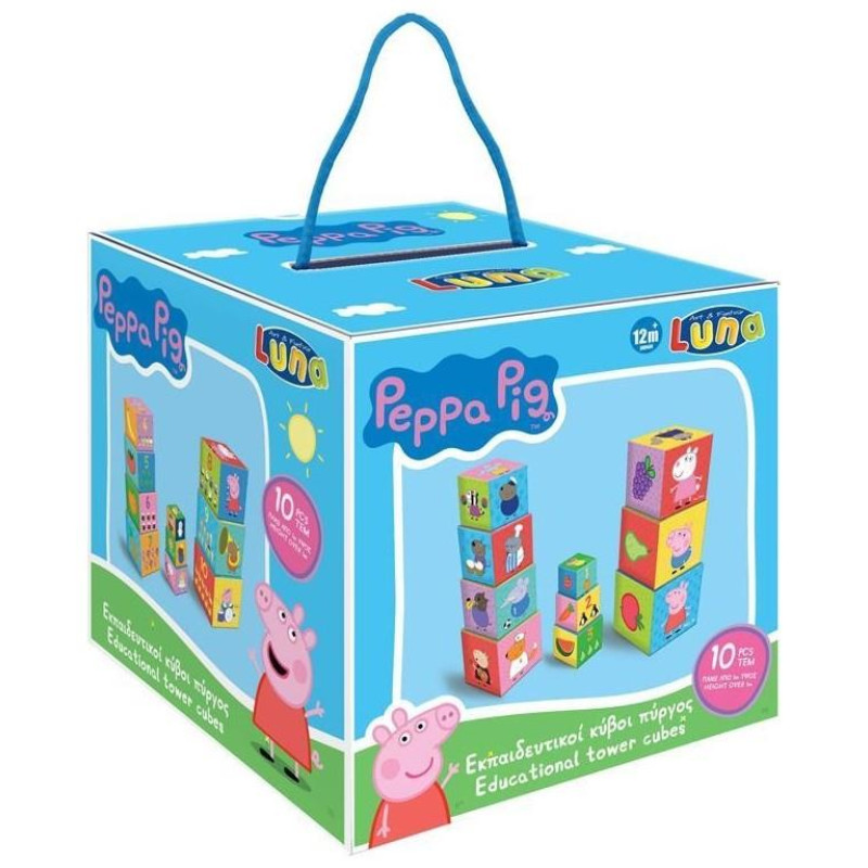 Luna Εκπαιδευτικοί Κύβοι Πύργος 10τμχ Peppa Pig 482668