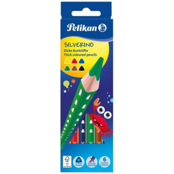 Pelikan Silverino Έγχρωμες Χονδρές Ξυλομπογιές 6τμχ 700610 Pelikan Silverino Έγχρωμες Χονδρές Ξυλομπογιές 6τμχ 700610