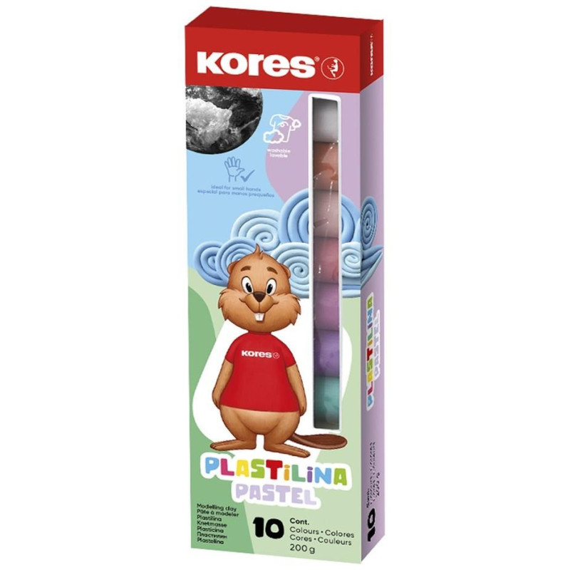 Kores Πλαστελίνη 10 Παστέλ Χρώματα 200gr