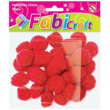 Fabi PomPom 2.5cm 30τεμ Κόκκινο 130283