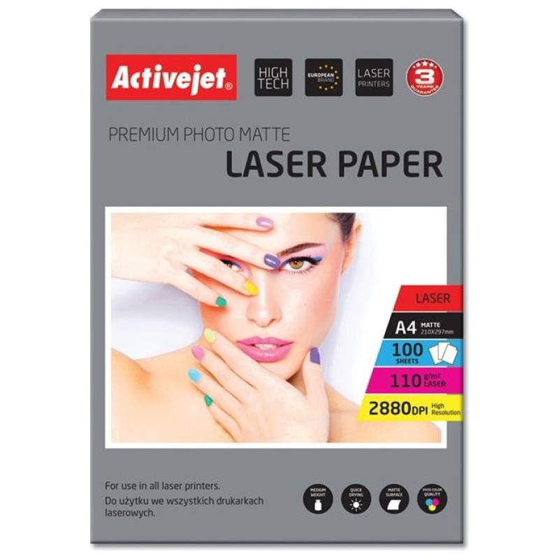 Active Jet Premium Photo Matte Φωτογραφικό Χαρτί A4 21x30 110gr/m2 για Εκτυπωτές Laser 100 Φύλλα Active Jet Premium Photo Matte Φωτογραφικό Χαρτί A4 21x30 110gr/m2 για Εκτυπωτές Laser 100 Φύλλα