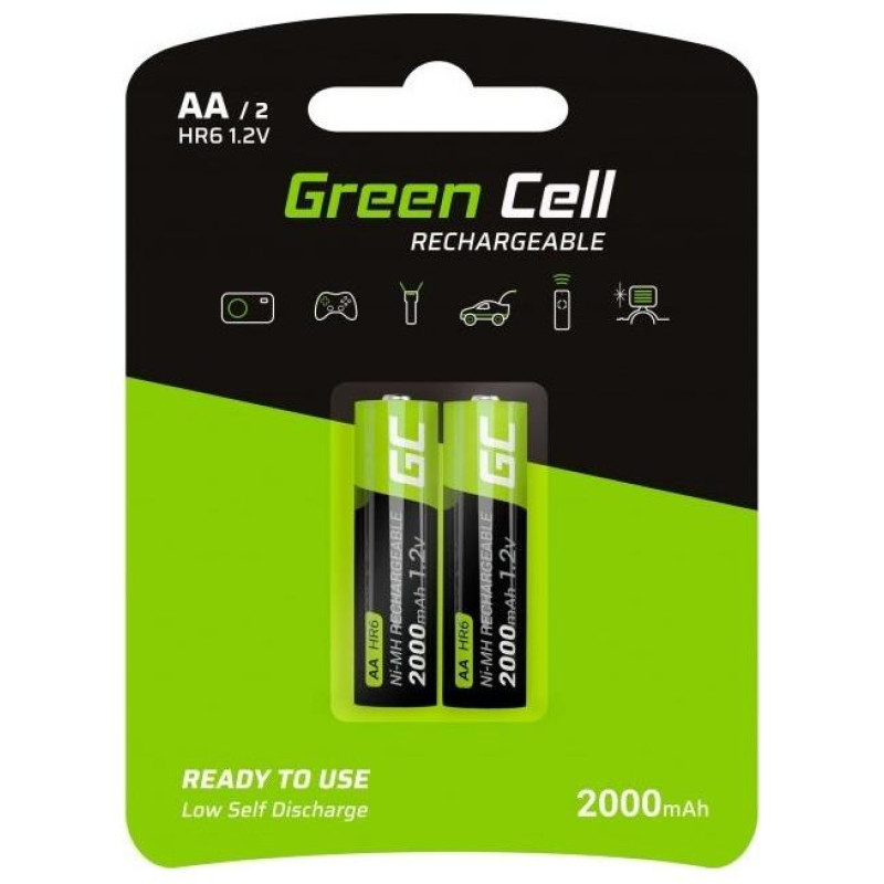 Green Cell Επαναφορτιζόμενες Μπαταρίες AA Ni-MH 2000mAh 1.2V 2τμχ Green Cell Επαναφορτιζόμενες Μπαταρίες AA Ni-MH 2000mAh 1.2V 2τμχ