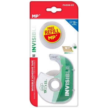 MP Αυτοκόλλητη Ταινία Ιnvisible 19x33mm με Βάση + Δώρο Σελοτέιπ PA508-03