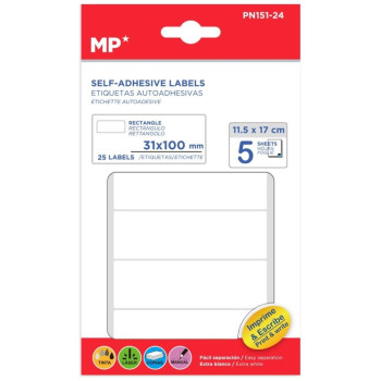 MP Λευκές Αυτοκόλλητες Ετικέτες 31 x 100mm 5 Φύλλα 100 τεμ PN151-24 MP Λευκές Αυτοκόλλητες Ετικέτες 31 x 100mm 5 Φύλλα 100 τεμ PN151-24