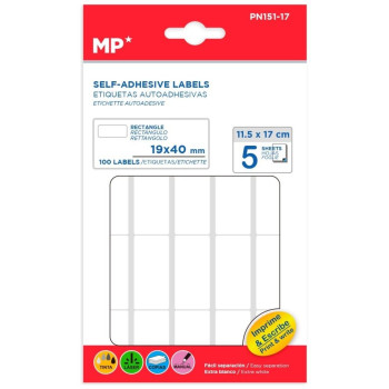 MP Λευκές Αυτοκόλλητες Ετικέτες 19 x 40mm 5 Φύλλα 100 τεμ PN151-17 MP Λευκές Αυτοκόλλητες Ετικέτες 19 x 40mm 5 Φύλλα 100 τεμ PN151-17